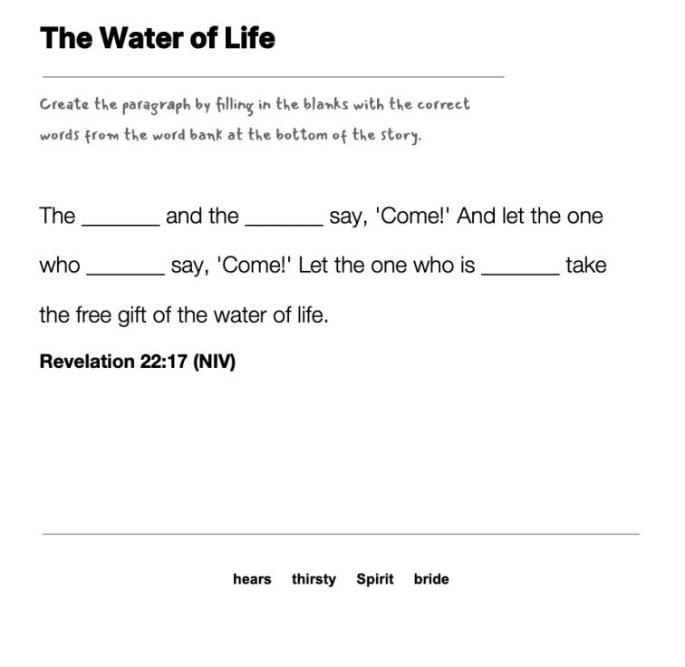 The Water of Life fill-in-the-blank